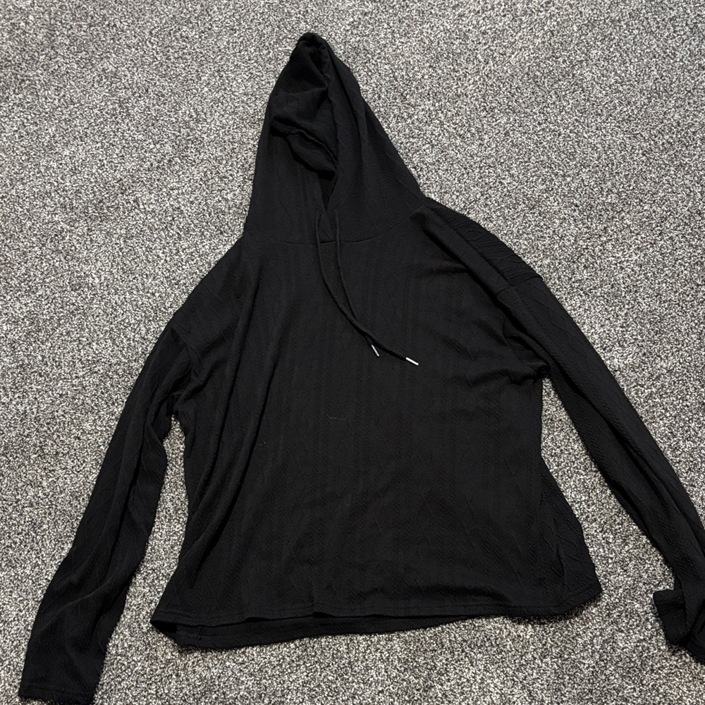 Black Hooded Women's Top with pattern (see up close photo)